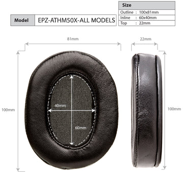 Dekoni Audio Velour Audio-Technica dimensiones
